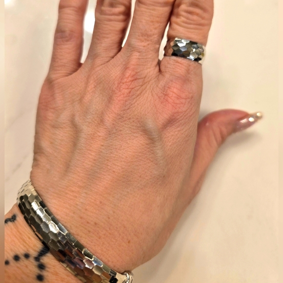 Sterling Silver Bangle and Ring Set - Picture 1 of 8